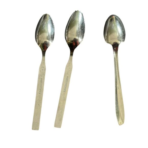 Stainless Steel Serrated Grapefruit Fruit Spoons (3) American Stainless + Japan - Picture 2 of 7
